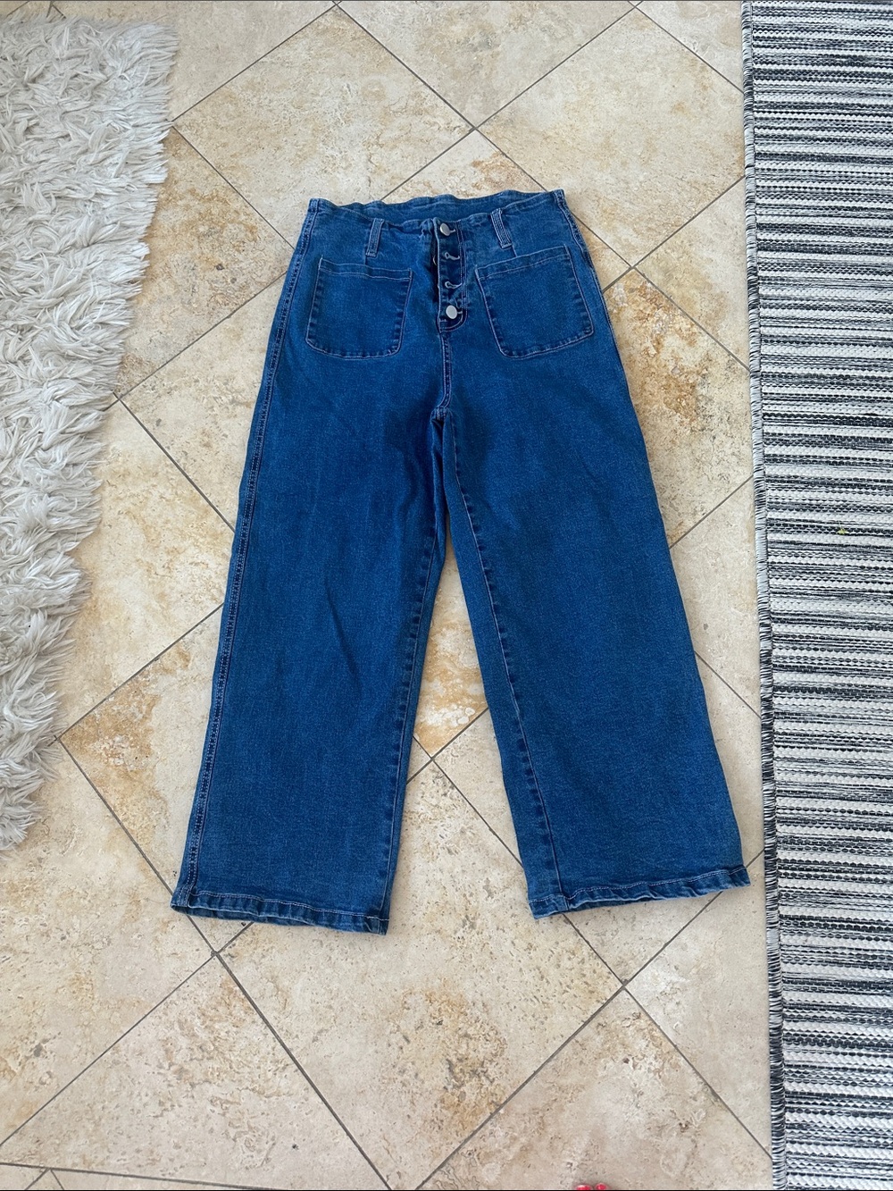 High-Rise Wide-Leg Women's Jeans in Dark Blue